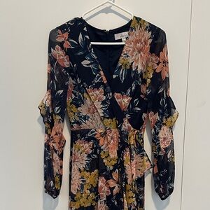 Adelyn Rae Navy Floral Long Sleeve Dress